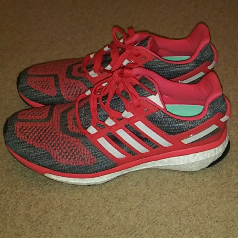 Not for sale. Grey and coral Adidas Energy Boost.